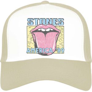 The Rolling Stones - America '89 Tour Map Trucker pet - Creme/Wit