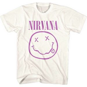 Nirvana - Purple Happy Face Heren T-shirt - XL - Wit