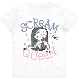 Disney The Nightmare Before Christmas - Scream Queen Kinder T-shirt - Kids tm 4 jaar - Wit
