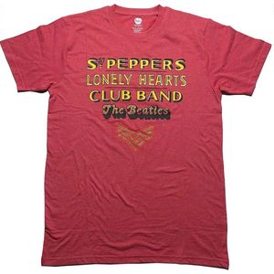 The Beatles - Sgt Pepper Stacked Heren T-shirt - XL - Rood