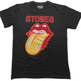 Het Rolling Stones T-shirt met officieel logo, uniseks, zwart, zwart.