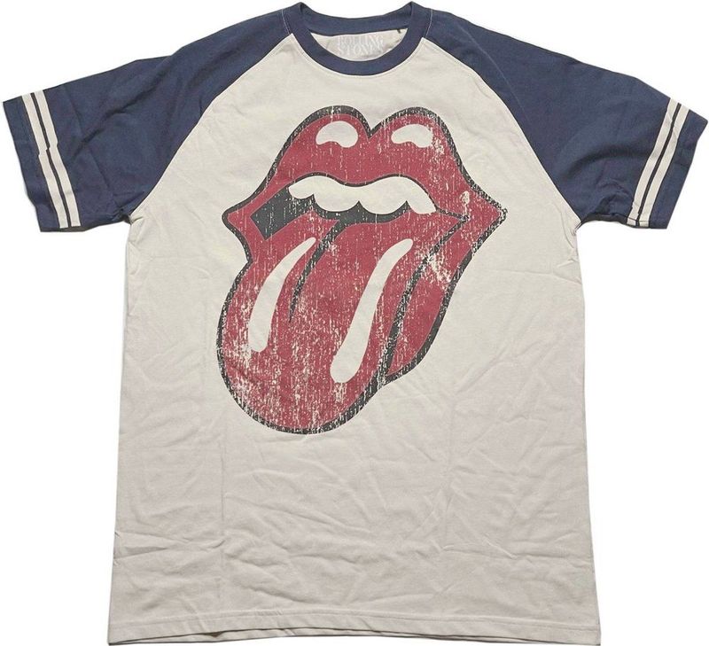 The Rolling Stones - Lick - T-shirt - Creme/Blauw - 60% Katoen, 40% Polyester