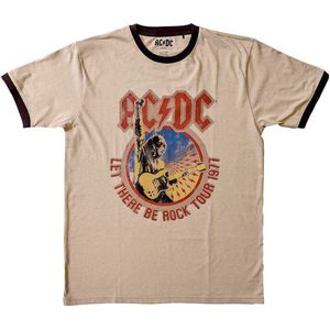 AC/DC - Let There Be Rock Tour '77 Heren T-shirt - S - Creme