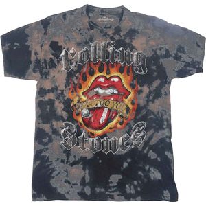 The Rolling Stones - Tattoo Flames Kinder T-shirt - Kids tm 2 jaar - Grijs