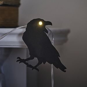 Ginger Ray Halloween Zwarte Kraai Houten Vlaggenlijn met LEIDENE Verlichting Hangende