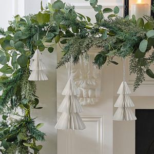 Ginger Ray Witte honingraatboom papieren kerstdecoratie om op te hangen, 3 stuks