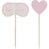 Ginger Ray 12 stuks verjaardagstaartdecoraties met oogmasker en hart, roze