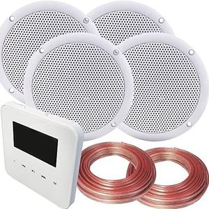 Loops - 100W - Luidsprekersysteem - WiFi & Bluetooth - In-muur Gemonteerde Versterker - 4x 80W Vochtbestendige Stereo Badkamer Plafond Luidsprekerkit