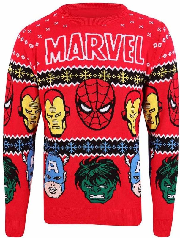 Marvel - Faces - Kersttrui - Rood