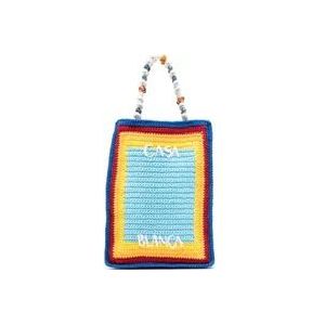 Casablanca Aqua Blue Arch Beaded Crochet-Knit Tote Bag , Multicolor , Dames , Maat: ONE Size