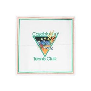 Casablanca Tennis Club Icon Logo Zijden Sjaal , White , Dames , Maat: ONE Size
