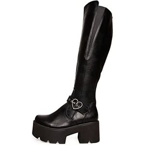 LAMODA - Letter To My Lover Chunky Platform Knee High Boots, EU 40, Black PU, 40 EU