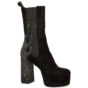 LAMODA - Apparent Lies Platform enkellaarzen, EU 38, Black Suede Black Glitter, 38 EU