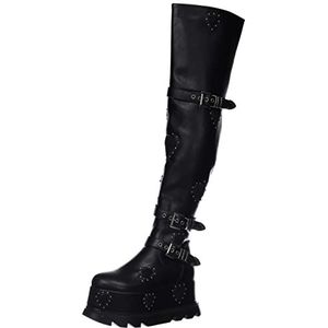 LAMODA - Sonnet Chunky Thigh High Wedge Boots, EU 41, Black Heart, 41 EU