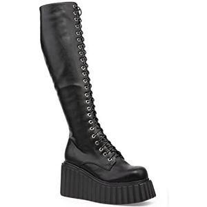 LAMODA - Important Platform Creeper Wedge Boots, EU 36, Black PU, 36 EU