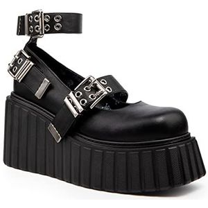 LAMODA - Marital Issues Platform Creeper Wedges, EU 38, Black PU, 38 EU