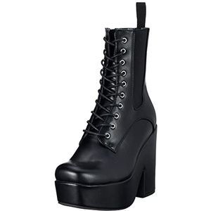 LAMODA - Morning Stroll Chunky Platform enkellaarzen, EU 39, Black PU, 39 EU