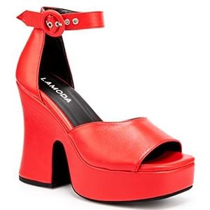 LAMODA - Set A Trend Chunky Platform sandalen, EU 39, Red Pu, 39 EU