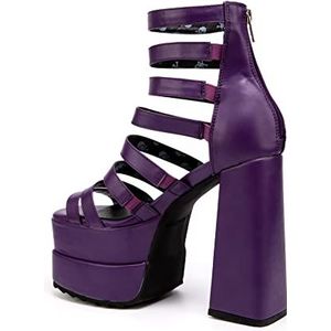 LAMODA - Purple Double Tap platform sandalen, EU 38, Purple PU, 38 EU