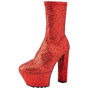 LAMODA - Bling Out platformlaarzen voor dames, maat 39, zwart, glitter, 39 EU, Zwarte glitter.