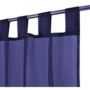 Megachest lucy geweven voile gordijn met tabs aan de bovenkant 2 panelen met stropdassen (28 kleuren) (marineblauw, 56 inch breedx81 druppel (W142 cm XH206 cm)