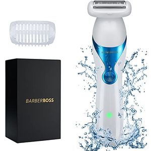BarberBoss Elektrisch dame scheerapparaat - draadloze verzorging voor lichaam, onder arm, been, damesscheermes, nat en droog gebruik, douchebestendig ontwerp en bikinitrimmer QR-8081