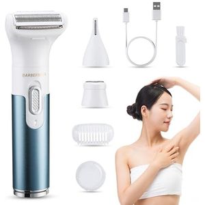 BarberBoss 3-in-1 Elektrisch Scheerapparaat voor Dames - Pijnloze Ladyshaver voor Gezicht, Armen, Benen, Oksels en Bikinilijn - QR-8082