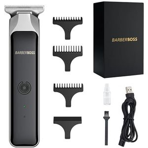 BarberBoss QR-2090 Baardtrimmer Draagbare Haartrimmer Professionele Gezichtstrimmer Voor Mannen Oplaadbaar USB Oplaadbaar Rood Groen Licht Roestvrij Staal Blade