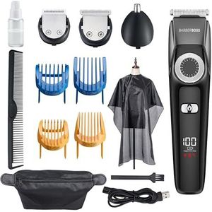 Barberboss Baardtrimmer voor heren, draadloze tondeuse voor mannen: trimmer voor mannen, heren verzorgingssets, waterdicht, neushaartrimmer voor mannen, QR-6051