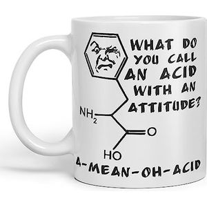 Vixar A Mean Oh Acid Pun Breaking Funny Science Ceramic gekleurde mok Cup - Een geweldig cadeau voor je leraar natuurkunde, scheikunde of biologie! (wit)
