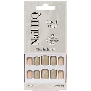 Nail HQ - Square - Valse Nagels - Utterly Olive - 24 Stuks