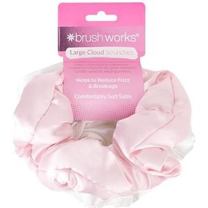 Brushworks Grote Cloud Scrunchies - Roze & Wit (2 stuks)