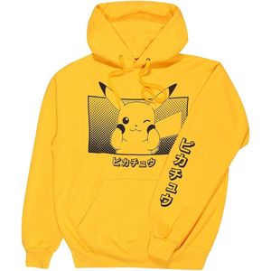 Uniseks Hoodie Pokémon Pikachu Katakana Geel - S
