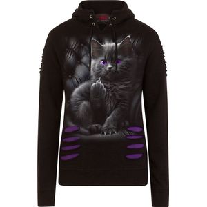 Spiral - Gothic Rock - Paars/Zwart - Grote Gescheurde Capuchon