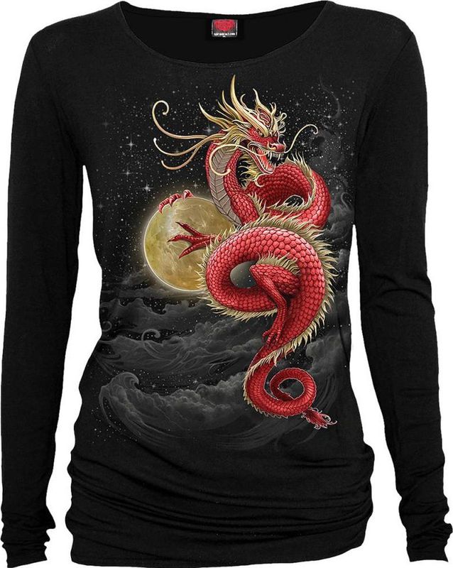 Spiral Shenlong Dames Shirt met lange mouwen - zwart - XL
