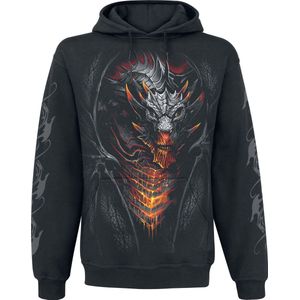 Spiral Draconis Trui met capuchon zwart 4XL 100% katoen Biker, Dragon, Gothic, Horror, Rock wear
