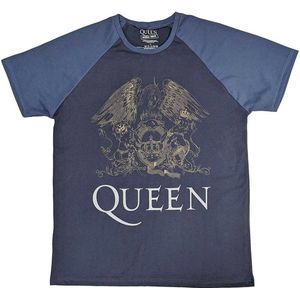 Queen - Crest Heren T-shirt - S - Blauw
