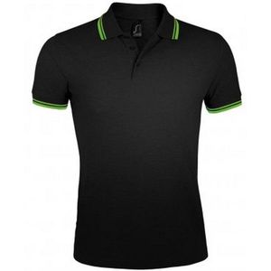 SOLS Heren Pasadena getipt korte mouw Pique Polo Shirt (Zwart Kalk)
