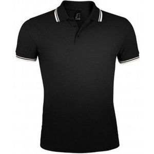 SOLS Heren Pasadena getipt korte mouw Pique Polo Shirt (Zwart Wit)