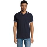 SOLS Prins Unisex Contrast Pique Korte Mouw Katoenen Poloshirt (Franse marine Wit)
