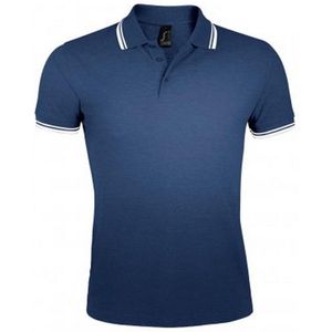 SOLS Prins Unisex Contrast Pique Korte Mouw Katoenen Poloshirt (Franse marine Wit)
