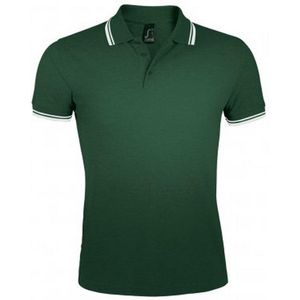 SOLS Heren Pasadena getipt korte mouw Pique Polo Shirt (Bos Wit)