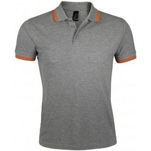 SOLS Heren Pasadena getipt korte mouw Pique Polo Shirt (Grijze mergel oranje)