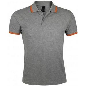 SOLS Heren Pasadena getipt korte mouw Pique Polo Shirt (Grijze mergel oranje)
