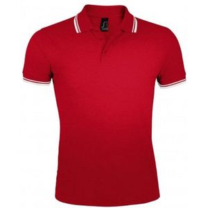 SOLS Heren Pasadena getipt korte mouw Pique Polo Shirt (Rood Wit)