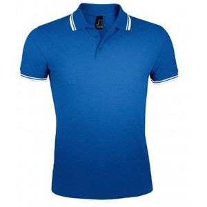 SOLS Heren Pasadena getipt korte mouw Pique Polo Shirt (Koninklijk Wit)