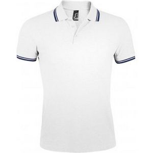 SOLS Heren Pasadena getipt korte mouw Pique Polo Shirt (Wit Zwaar)