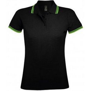 SOLS Dames dames Pasadena getipt korte mouw Pique Polo Shirt (Zwart Kalk)