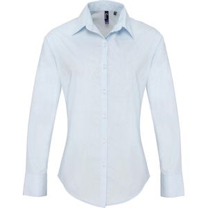 Premier Dames/dames Supreme Heavy Poplin Werkhemd met lange mouwen (Lichtblauw)