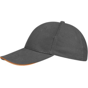 SOLS Unisex Buffalo 6 Panel Baseball Cap (Grijs/Oranje)